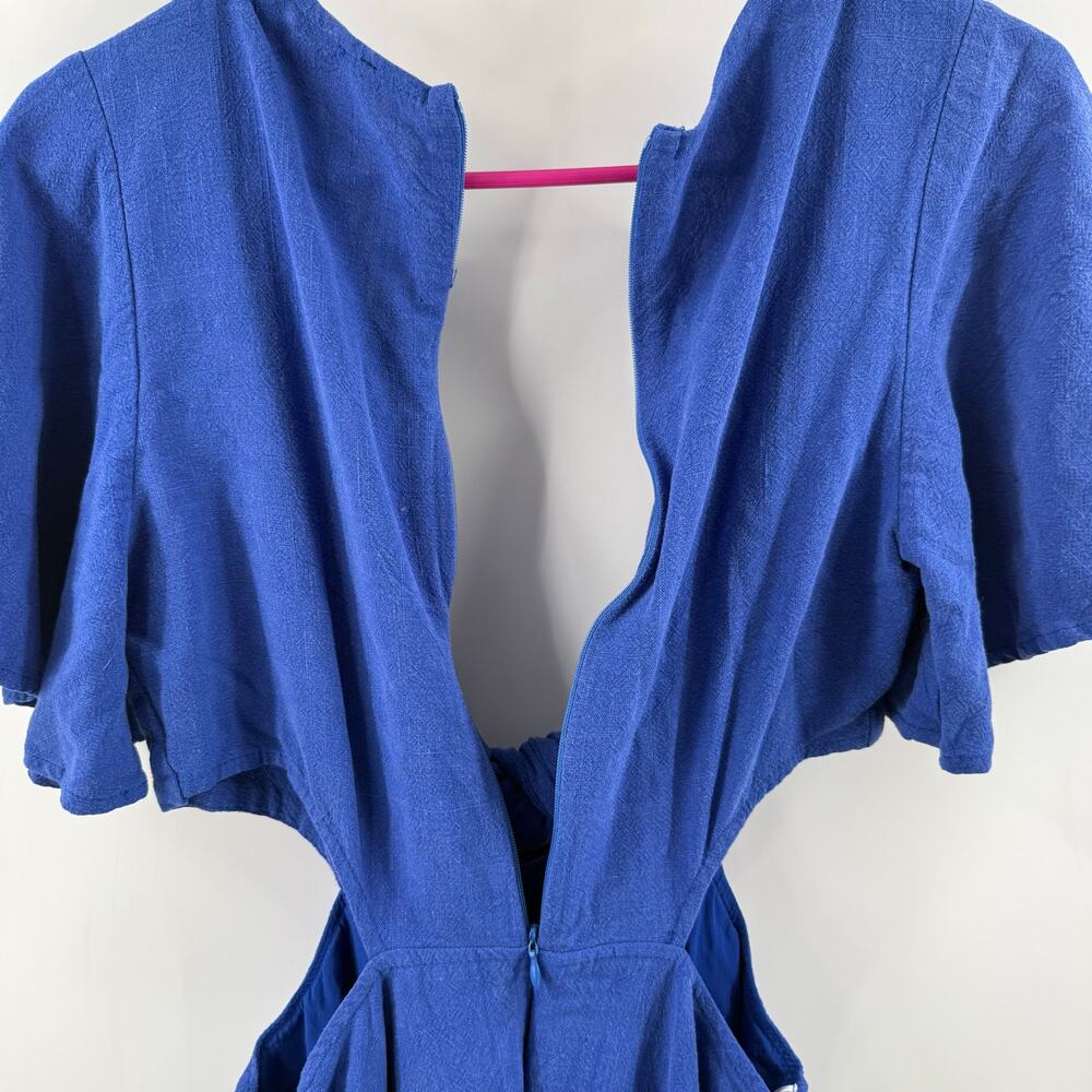 Lulus Dress Womens Medium Perfect Day for Love Linen Blend Cutout Tie-Front Mini - Picture 12 of 16